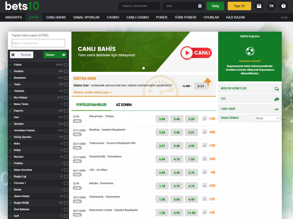 Canlı Bahis Best10